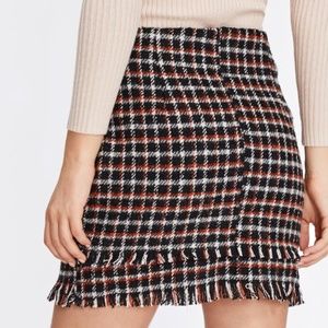 BNWT TIERED FRINGE HEM PLAID SKIRT